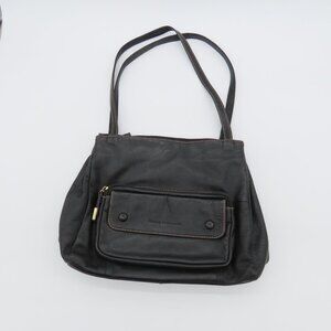 Stone Mountain Black Leather Shoulder Bag